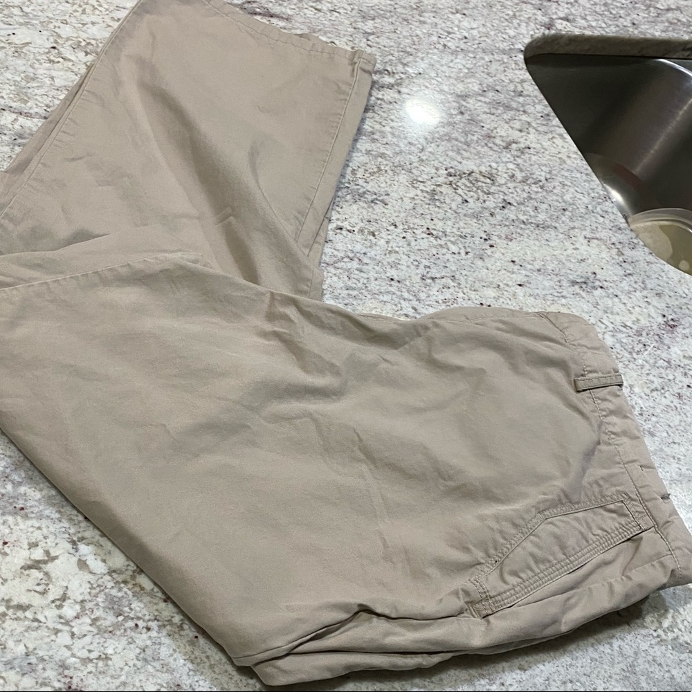 Mens Khaki Chinos Cotton Twill Straight Leg Pants Gingham Trim 40W Open Inseam